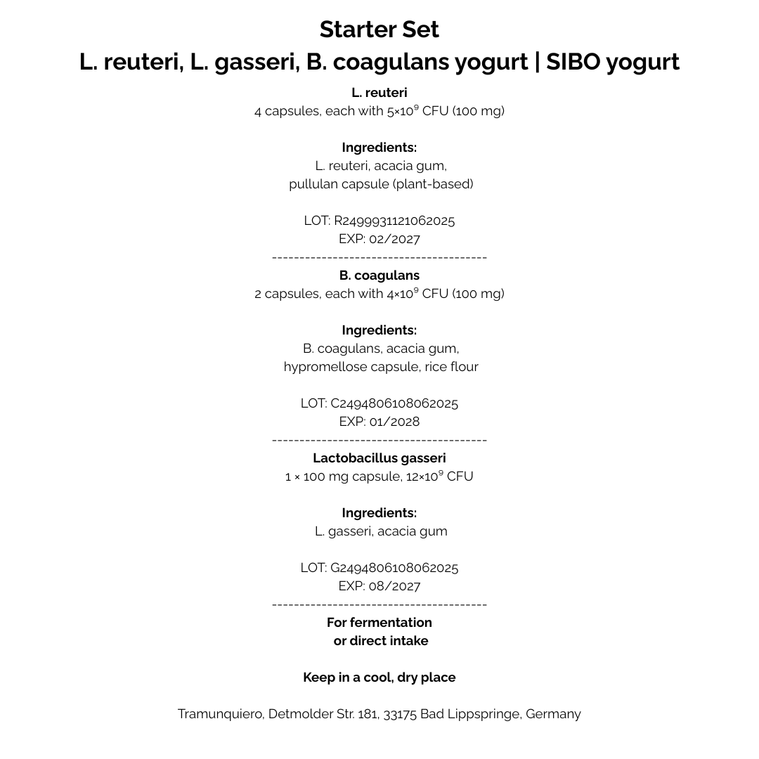 Startsett L. reuteri, L. gasseri, B. coagulans-yoghurt | SIBO-yoghurt